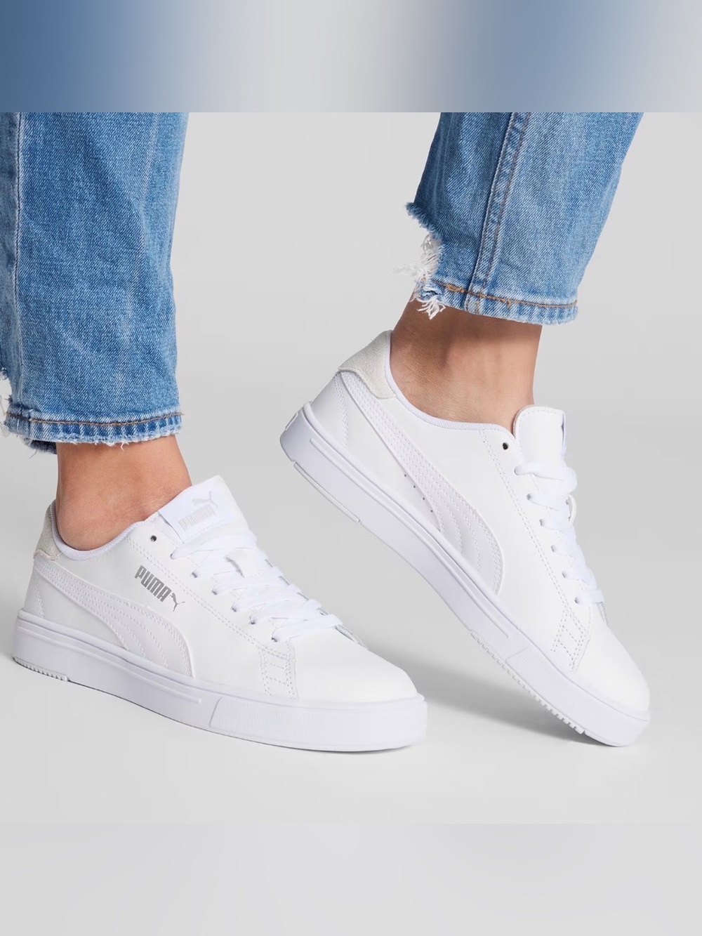 Puma Serve Pro Lite White Silver Women Tennis Shoes SoftFoam+ 9.5 VGUC